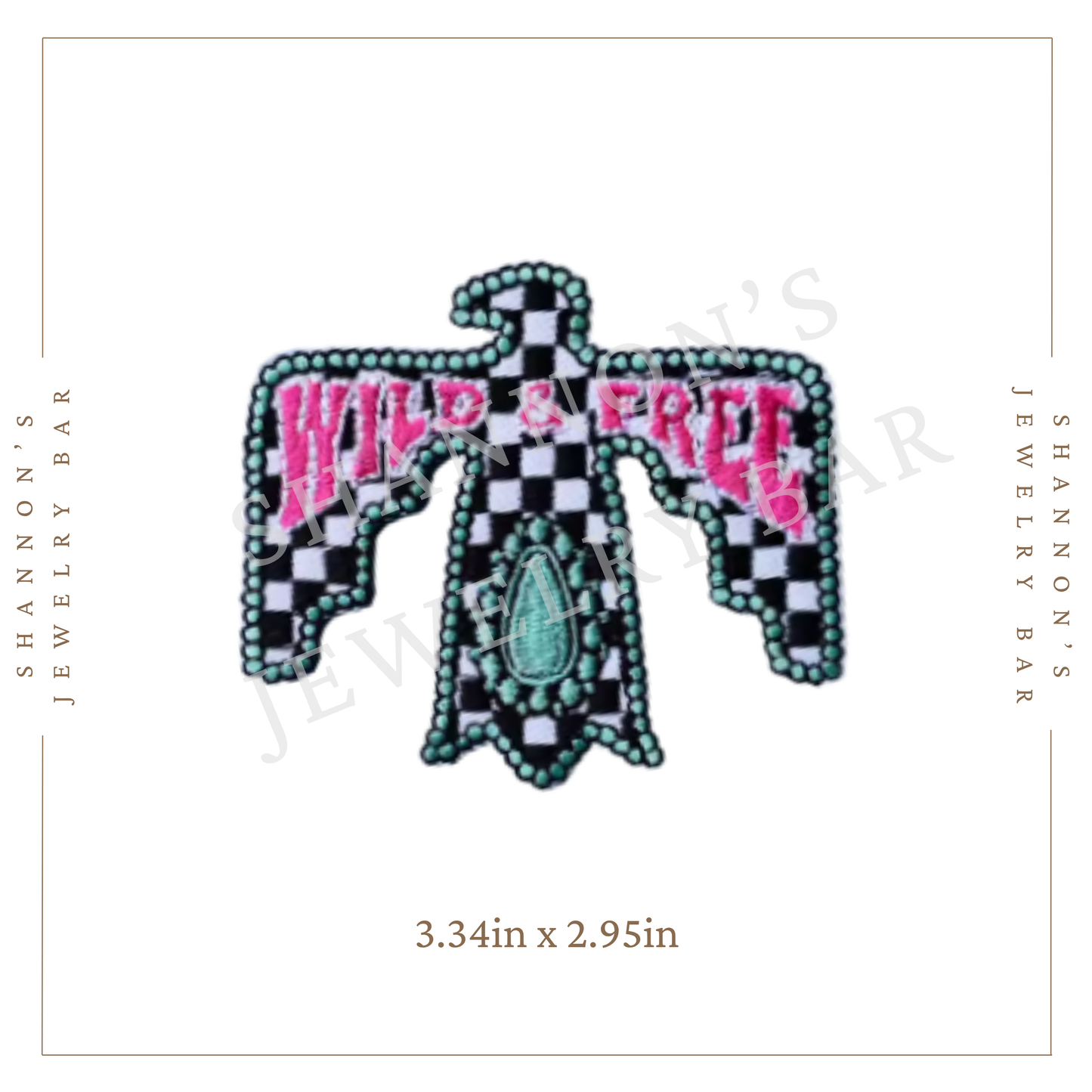 Wild & Free Thunderbird Embroidered Patch | Checker Western Iron-On