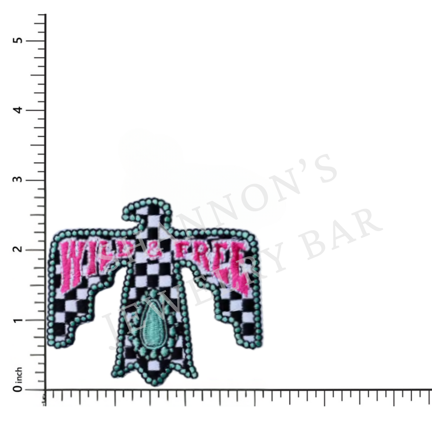 Wild & Free Thunderbird Embroidered Patch | Checker Western Iron-On