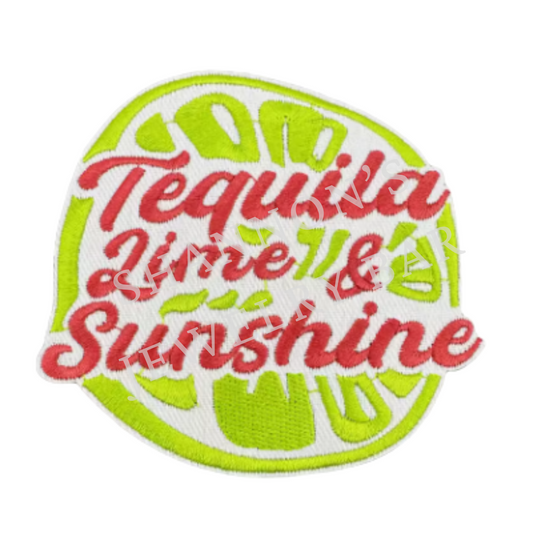 Tequila Time & Sunshine Embroidered Patch | Summer Citrus Iron-On