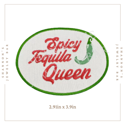 Spicy Tequila Queen Embroidered Patch | Fiesta Iron-On Patch