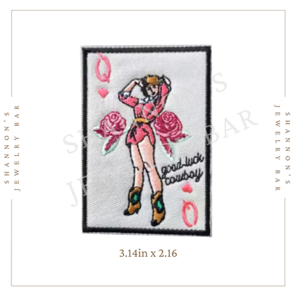 Good Luck Cowboy Queen Patch | Retro Pinup Western Iron-On