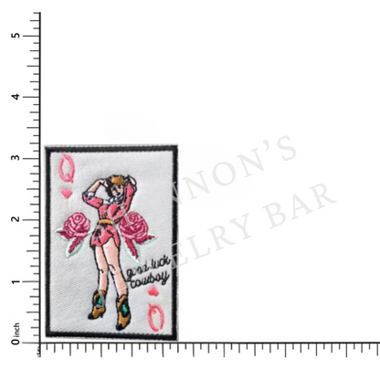 Good Luck Cowboy Queen Patch | Retro Pinup Western Iron-On