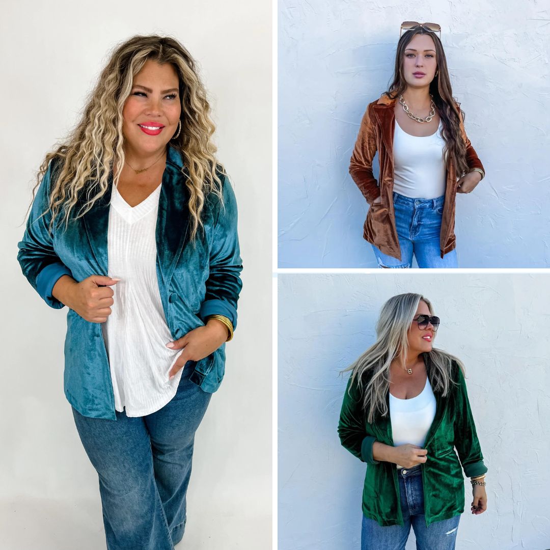 PREORDER: Velvet Blazer in Three Colors - Shannon’s Jewelry Bar