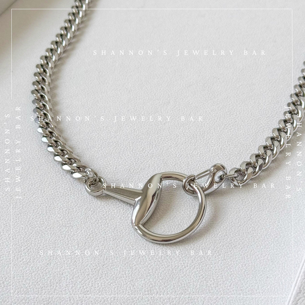 Chunky Silver Horsebit Necklace, Stainless Steel Cuban Link Chain Necklace, Waterproof Tarnish Proof Statement Chain, Equestrian Jewelry