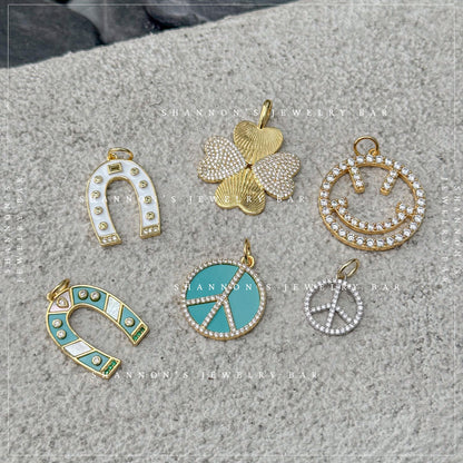 Peace Sign Charm Pendant, CZ Peace Symbol Charm, Boho Jewelry Charm, Festival Necklace Charm, Hippie Jewelry Pendant