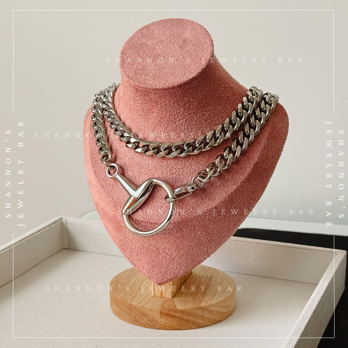 Chunky Silver Horsebit Necklace, Stainless Steel Cuban Link Chain Necklace, Waterproof Tarnish Proof Statement Chain, Equestrian Jewelry