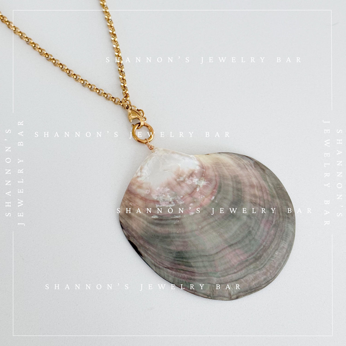 Large Natural Shell Pendant Necklace, 24 Inch Gold Chain, Statement Seashell Jewelry, Coastal Beach Necklace, Ocean Jewelry