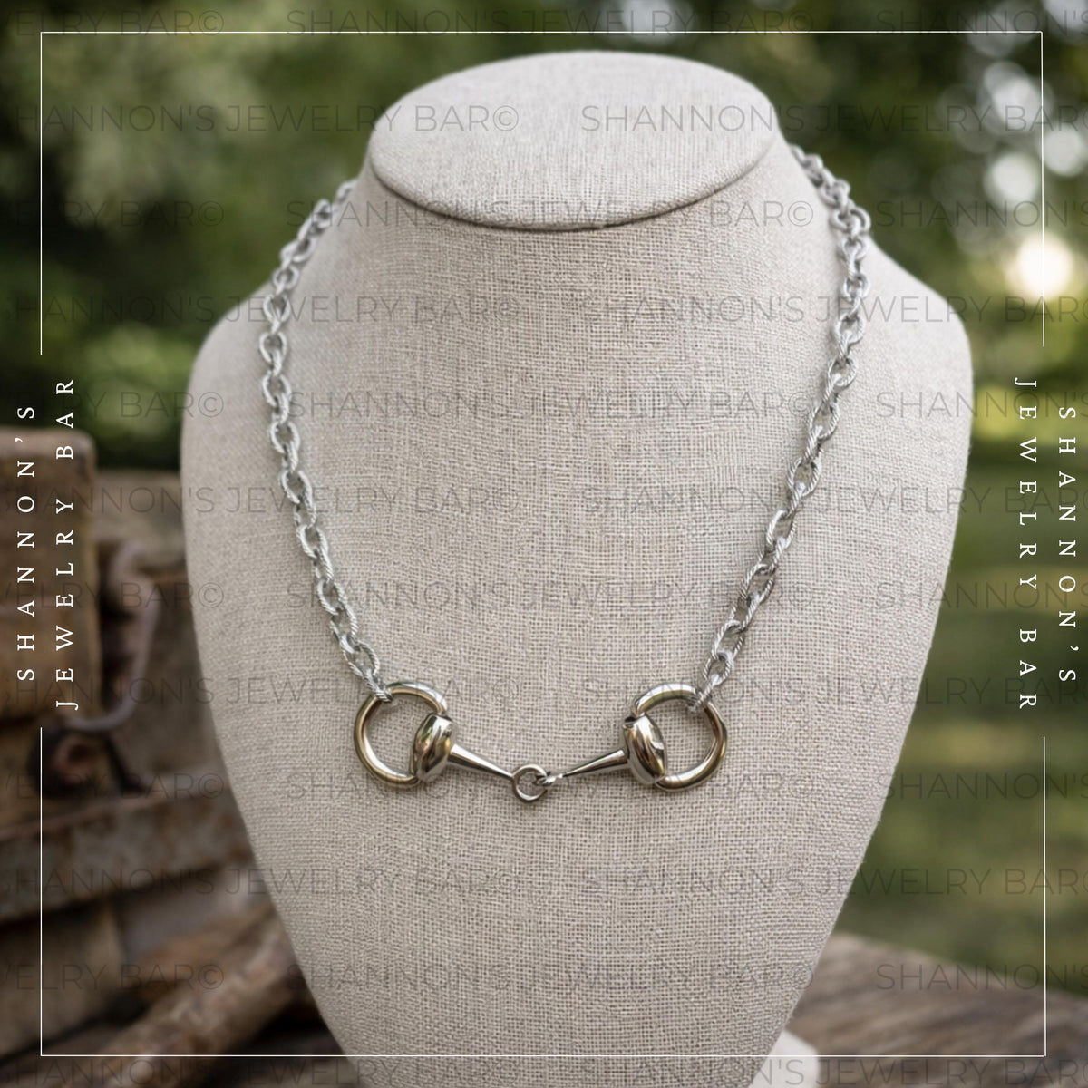 Horse Bit Necklace w/ Rope Chain: Equestrian Jewelry, Stainless Steel, Snaffle Bit, Women's Jewelry, Western