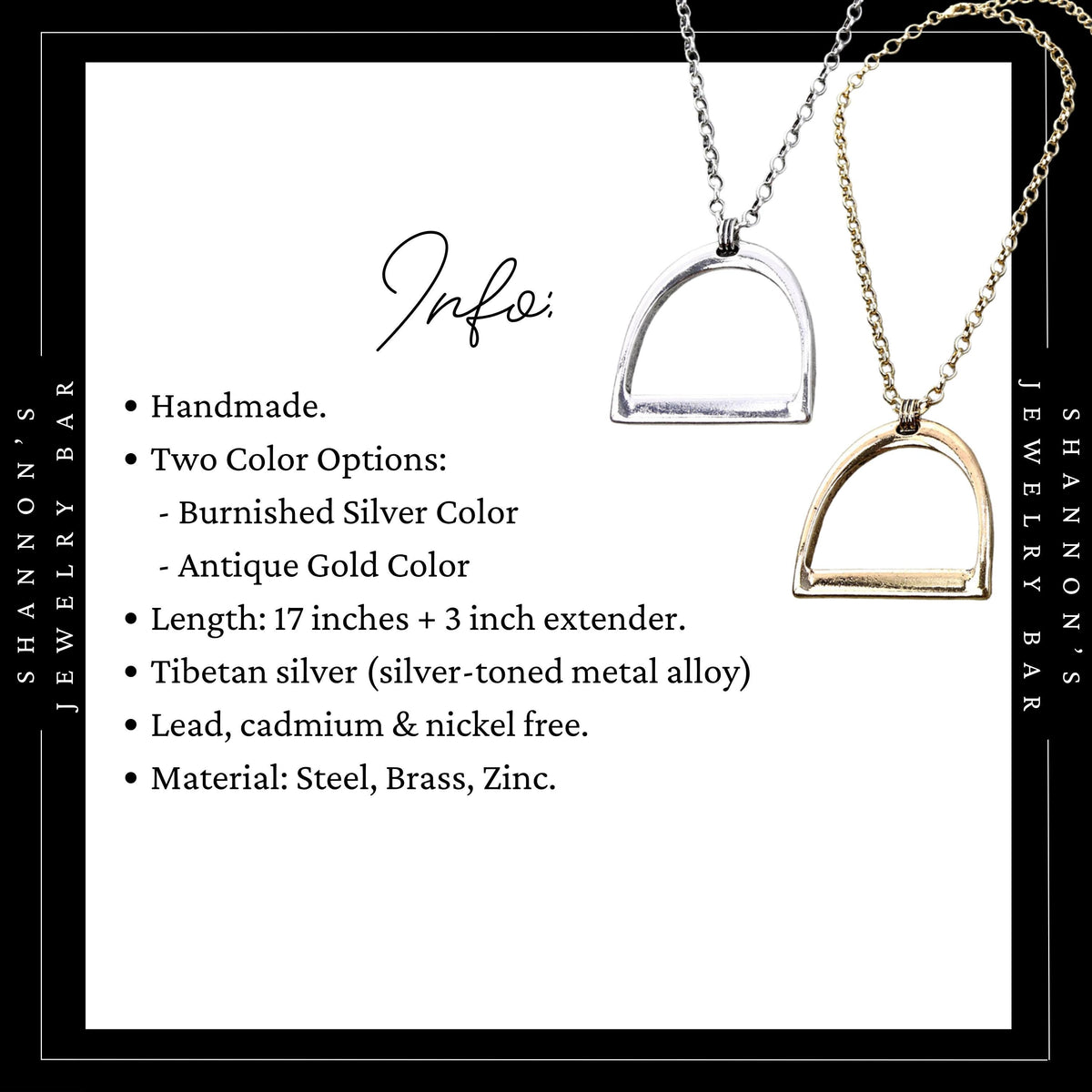 Western Stirrup Necklace, Horse Stirrup Pendant, Horse Lover Gift, Cowgirl Necklace, Equestrian Jewelry, Western Jewelry, Rodeo Necklace