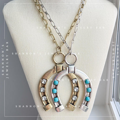 Western Horseshoe Necklace, CZ Horseshoe Pendant, Cowgirl Necklace, Horse Lover Gift, Western Jewelry, Rodeo Necklace, Equestrian Jewelry