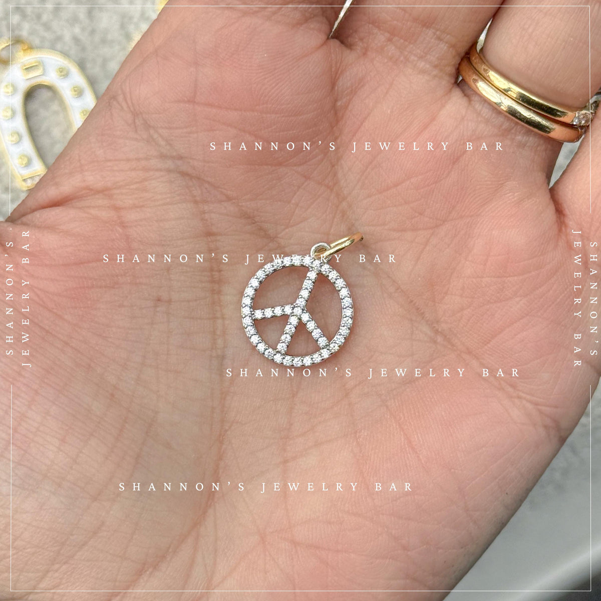 Peace Sign Charm Pendant, CZ Peace Symbol Charm, Boho Jewelry Charm, Festival Necklace Charm, Hippie Jewelry Pendant