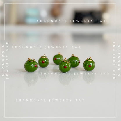 Martini Olive Charm, Green Enamel Olive Charm, Gold Cocktail Charm, Martini Jewelry Charm, Food Charm, Drink Lover Gift, Necklace Charm