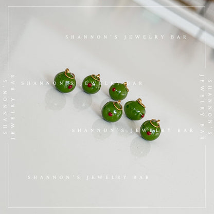 Martini Olive Charm, Green Enamel Olive Charm, Gold Cocktail Charm, Martini Jewelry Charm, Food Charm, Drink Lover Gift, Necklace Charm