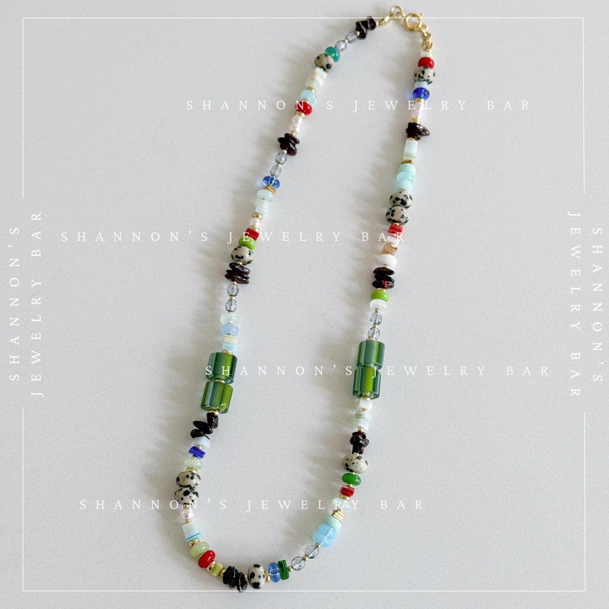 Bead Soup Necklace, Colorful Mixed Gemstone and Glass Beaded Necklace, 18 Inch One of a Kind Statement Jewelry