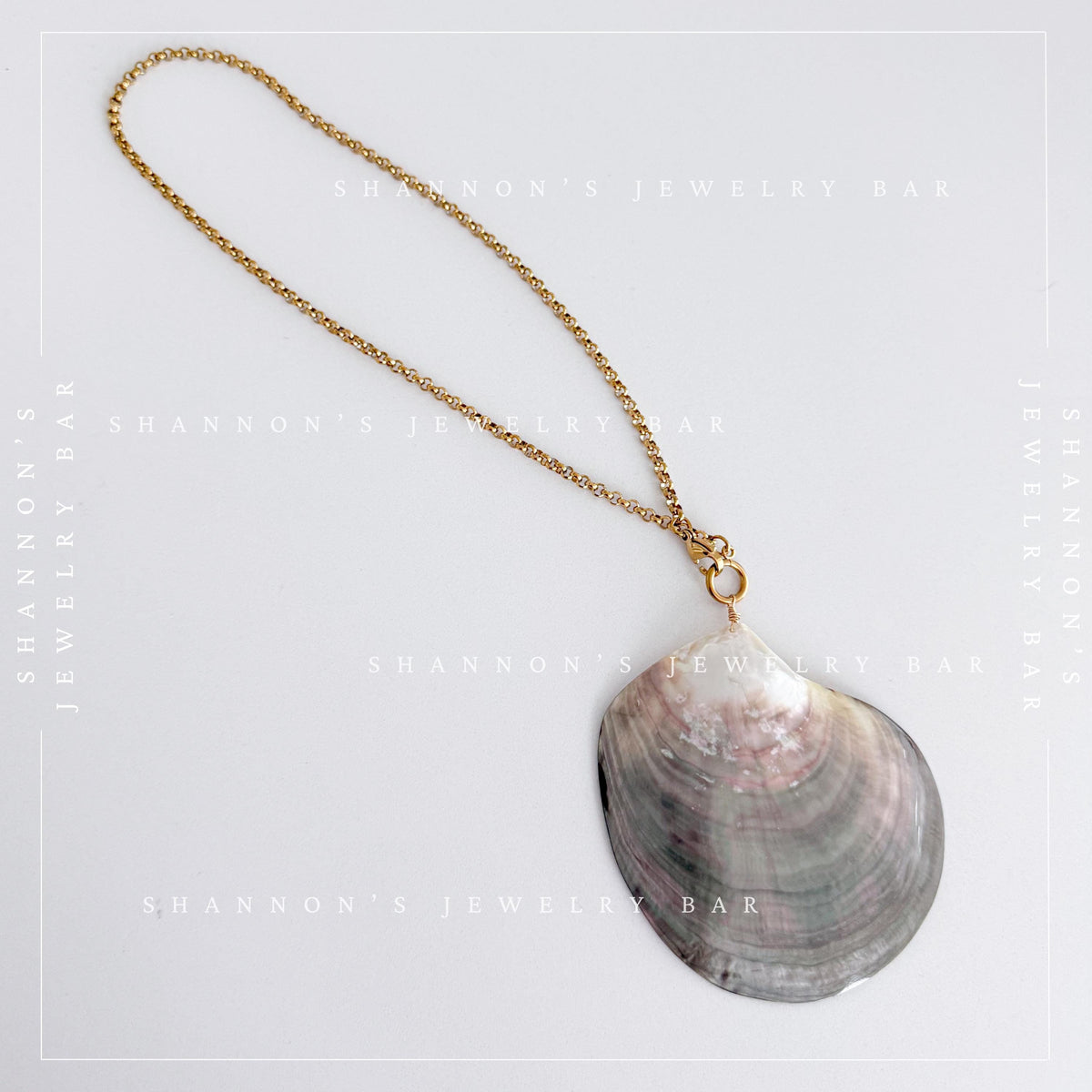 Large Natural Shell Pendant Necklace, 24 Inch Gold Chain, Statement Seashell Jewelry, Coastal Beach Necklace, Ocean Jewelry