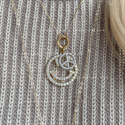 Peace Sign Charm Pendant, CZ Peace Symbol Charm, Boho Jewelry Charm, Festival Necklace Charm, Hippie Jewelry Pendant