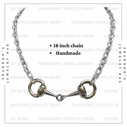 Horse Bit Necklace w/ Rope Chain: Equestrian Jewelry, Stainless Steel, Snaffle Bit, Women's Jewelry, Western