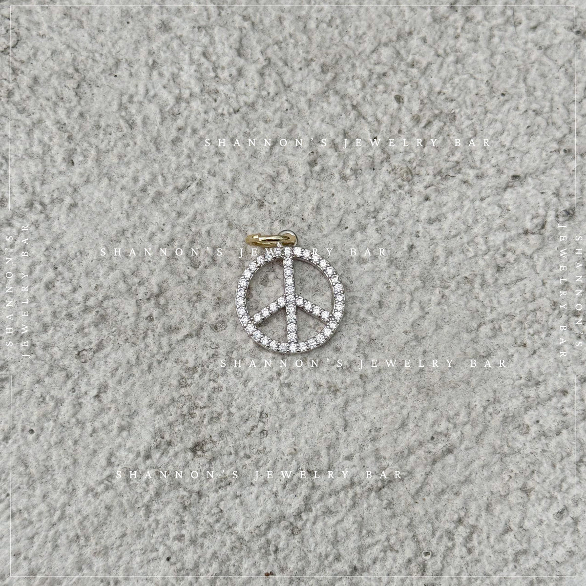 Peace Sign Charm Pendant, CZ Peace Symbol Charm, Boho Jewelry Charm, Festival Necklace Charm, Hippie Jewelry Pendant
