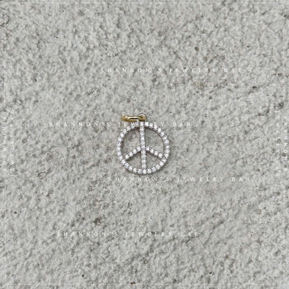 Peace Sign Charm Pendant, CZ Peace Symbol Charm, Boho Jewelry Charm, Festival Necklace Charm, Hippie Jewelry Pendant