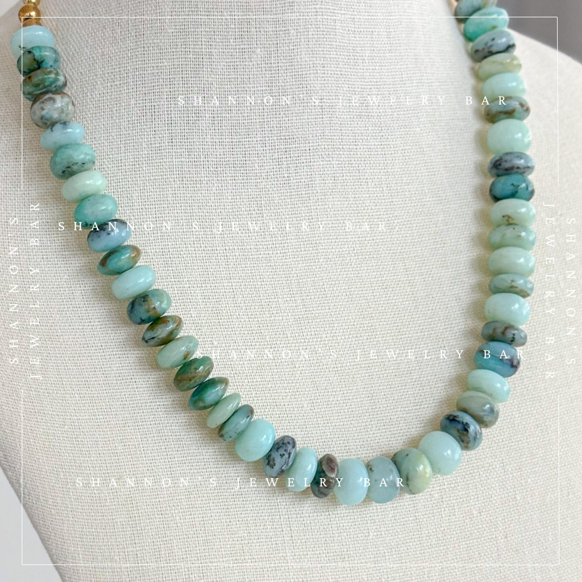 Blue Peruvian Opal Necklace, Genuine Opal Gemstone Necklace, Chunky Beaded Necklace, Handmade Blue Stone Jewelry, Statement
