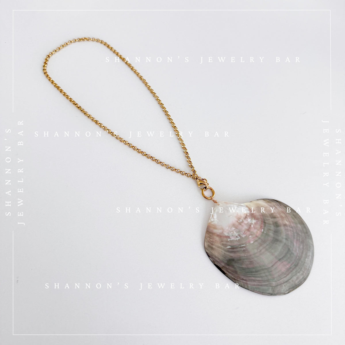 Large Natural Shell Pendant Necklace, 24 Inch Gold Chain, Statement Seashell Jewelry, Coastal Beach Necklace, Ocean Jewelry