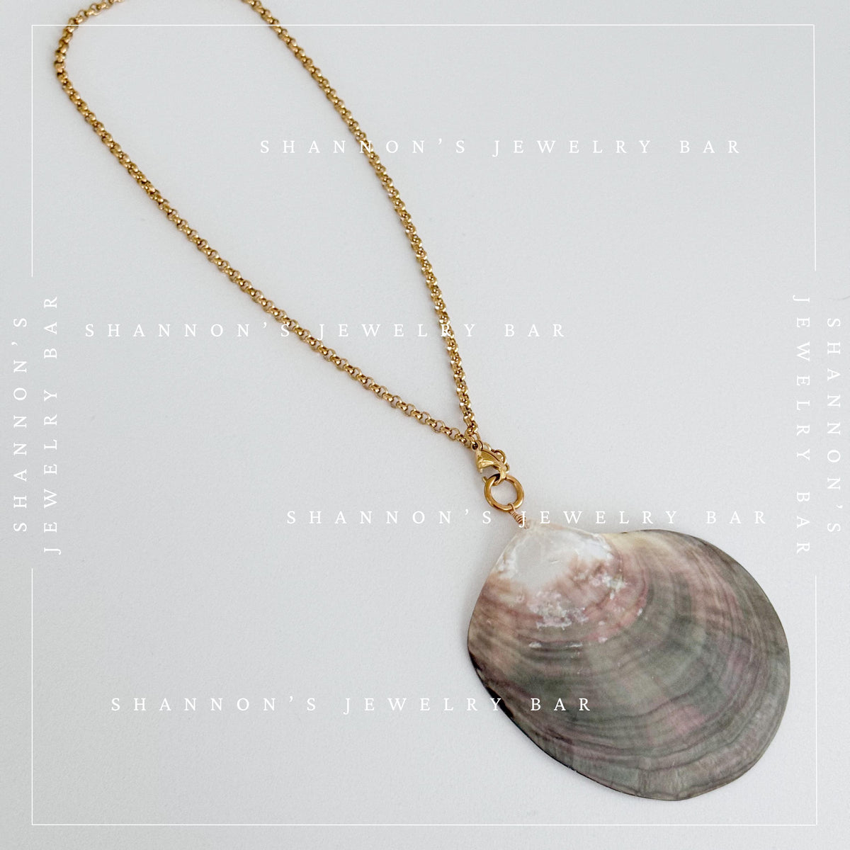 Large Natural Shell Pendant Necklace, 24 Inch Gold Chain, Statement Seashell Jewelry, Coastal Beach Necklace, Ocean Jewelry