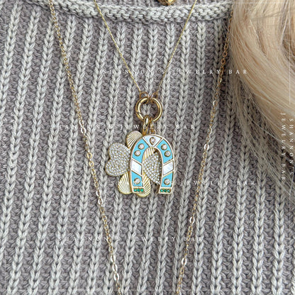 Turquoise Horseshoe Charm, Lucky Horseshoe Pendant, Western Charm Pendant, Horse Lover Jewelry, Mother of Pearl Horseshoe Charm
