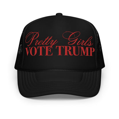 Pretty Girls Vote Trump - Otto Foam trucker hat, MAGA 2024, Trump Hat, Trendy Trump Hats, Embroidered