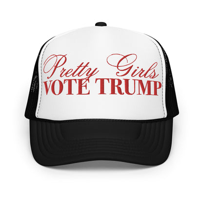 Pretty Girls Vote Trump - Otto Foam trucker hat, MAGA 2024, Trump Hat, Trendy Trump Hats, Embroidered