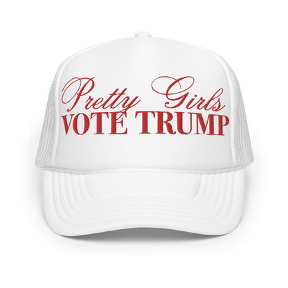 Pretty Girls Vote Trump - Otto Foam trucker hat, MAGA 2024, Trump Hat, Trendy Trump Hats, Embroidered