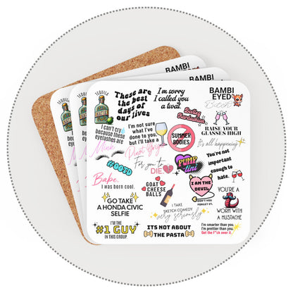 Vanderpump Rules Mash-Up Corkwood Coaster Set, Vanderpump Rules Iconic Quotes, All the Seasons Quotes, Scandoval