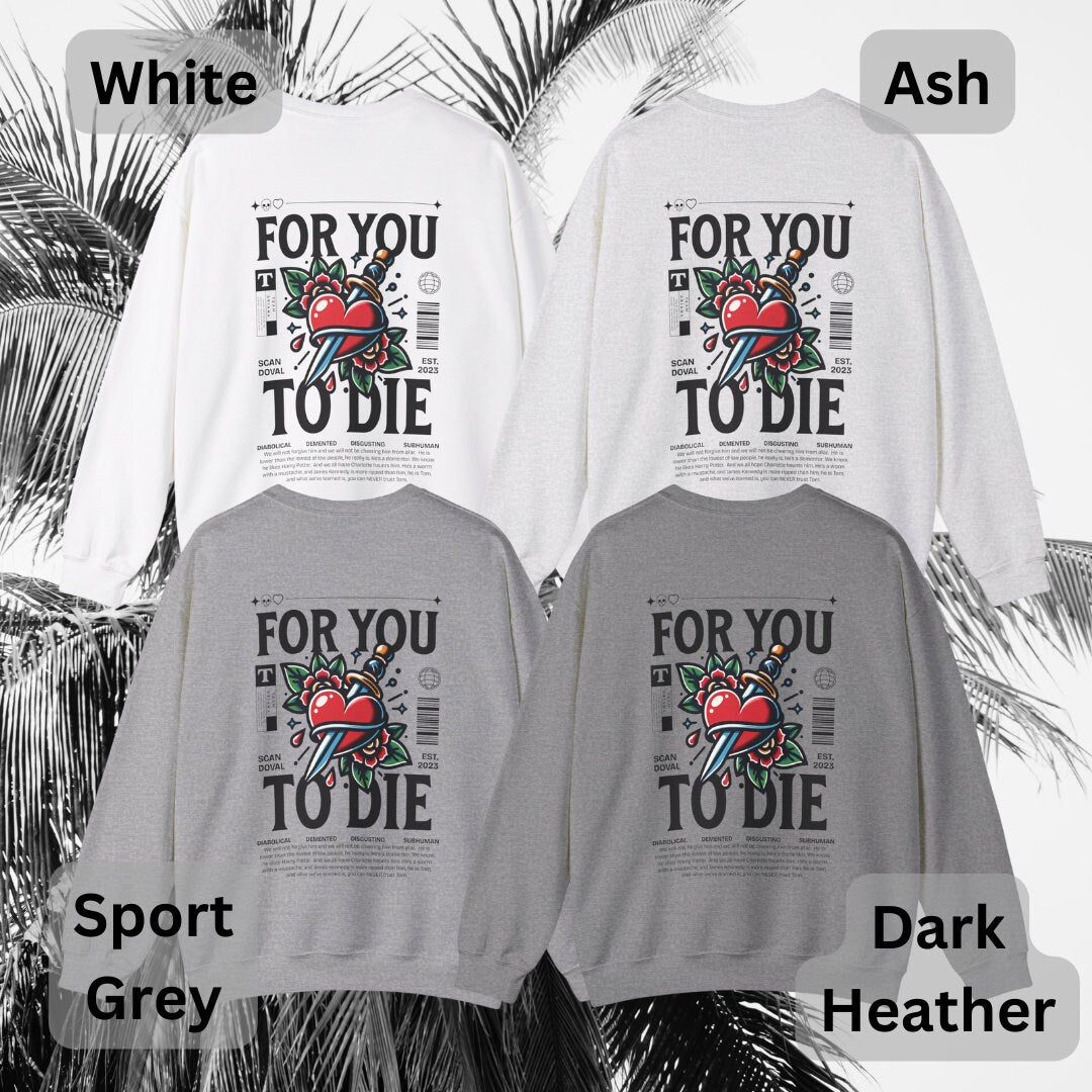 For you to Die, VPR Crewneck Sweatshirt, Neo Traditional Tattoo Graphic, Vanderpump Rules, Scandoval, Ariana Madix, Bravo, Lisa Vanderpump