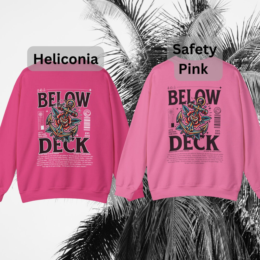 Below Deck Neo Traditional Tattoo Crewneck Sweatshirt, Bravo, Reality TV, Fan Merch, Below Deck Gift, Gifts for Bravo Reality TV fans