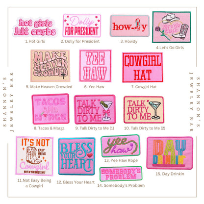 HANDMADE PATCHES - Iron On Patches, Trucker Hat Patch, Western Patch, Trendy Patch, Belt Bag Patch, Patch Bundles, Embroidered Patches