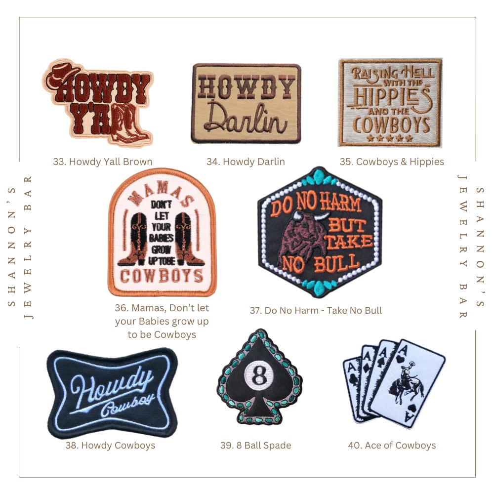HANDMADE PATCHES - Iron On Patches, Trucker Hat Patch, Western Patch, Trendy Patch, Belt Bag Patch, Patch Bundles, Embroidered Patches