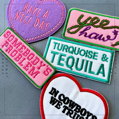 HANDMADE PATCHES - Iron On Patches, Trucker Hat Patch, Western Patch, Trendy Patch, Belt Bag Patch, Patch Bundles, Embroidered Patches