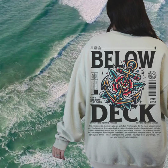 Below Deck Neo Traditional Tattoo Crewneck Sweatshirt, Bravo, Reality TV, Fan Merch, Below Deck Gift, Gifts for Bravo Reality TV fans