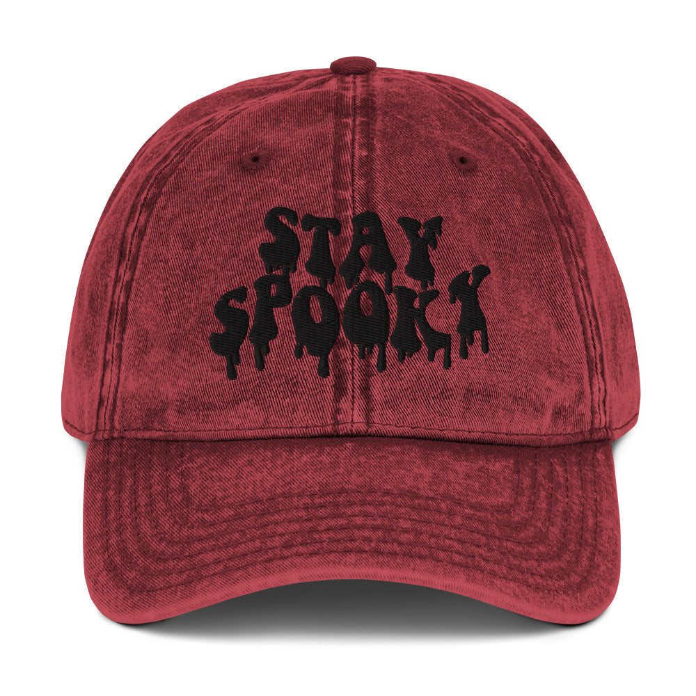 Stay Spooky Embroidered Vintage Cotton Twill Cap - Dad Hat