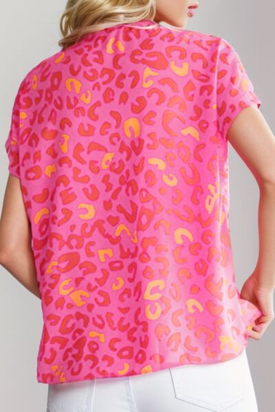 Printed V-Neck Cap Sleeve Blouse - Shannon’s Jewelry Bar