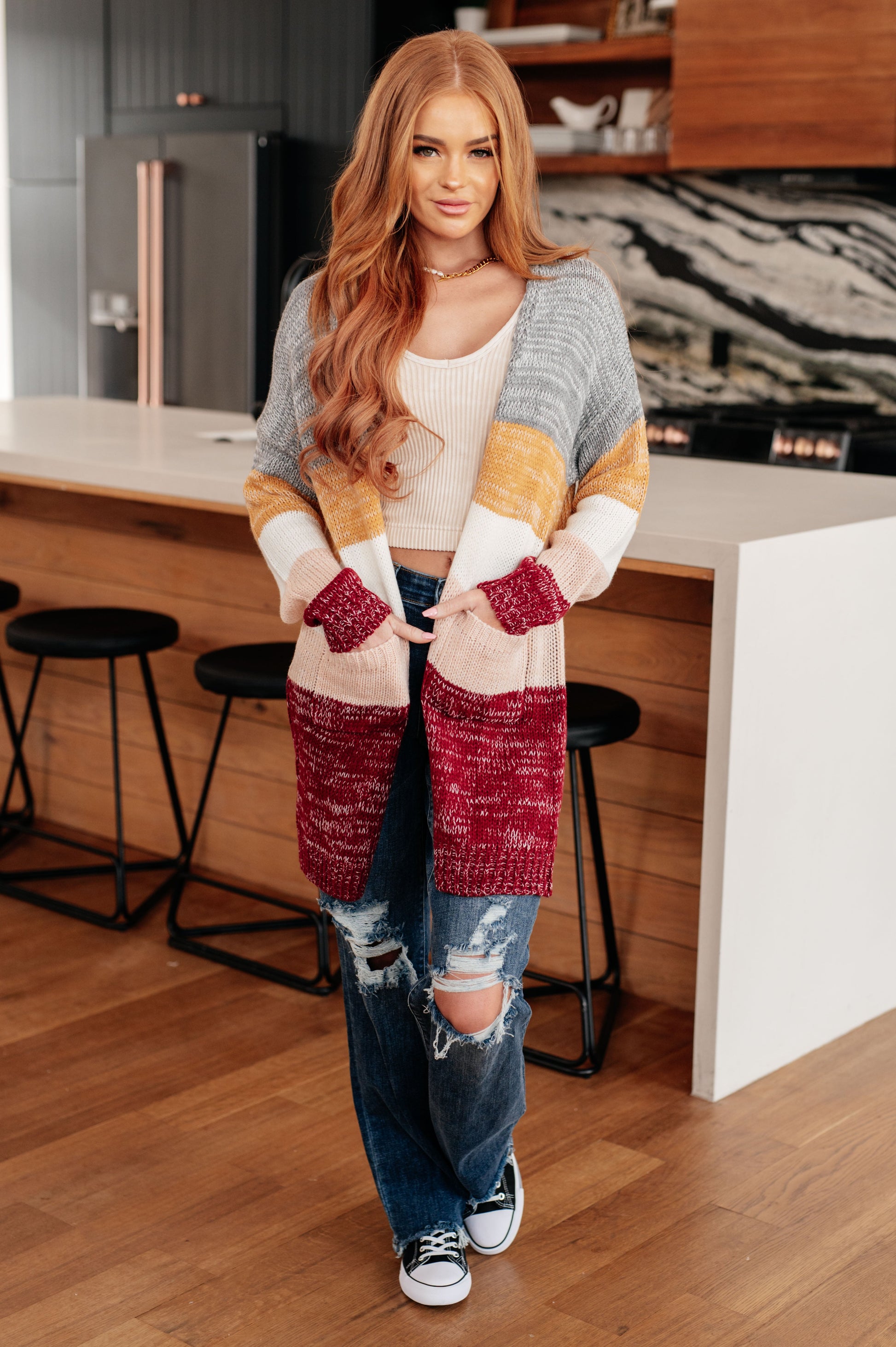 Bring the Warmth Color Block Cardigan - Shannon’s Jewelry Bar