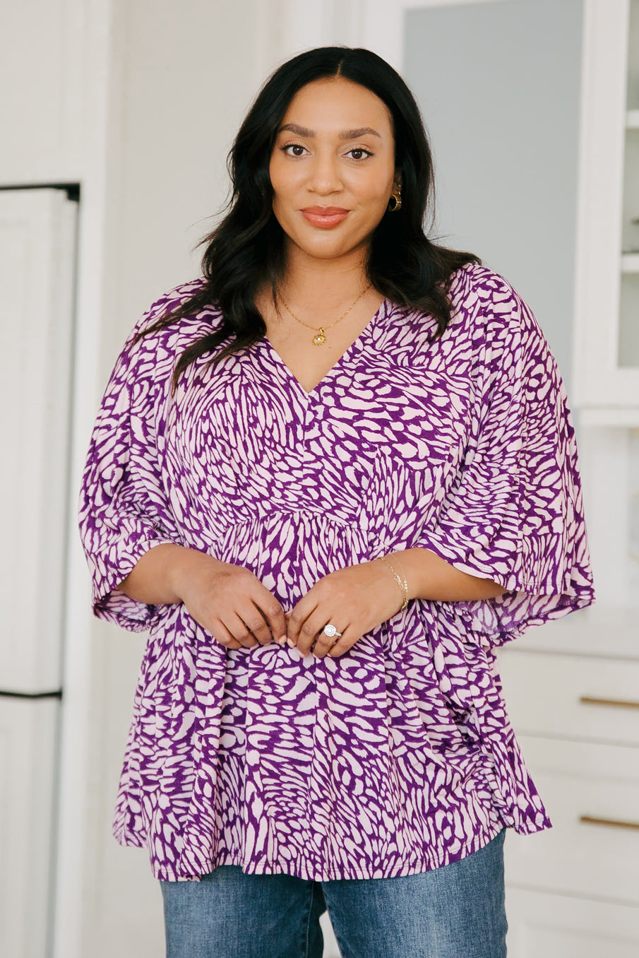 Dearest Dreamer Peplum Top in Painted Purple - Shannon’s Jewelry Bar