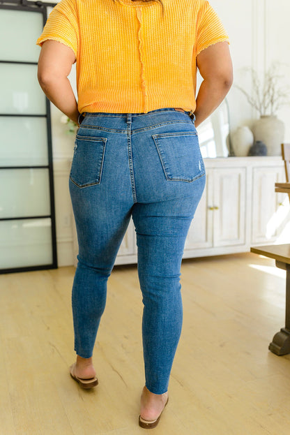 Hi-waisted Dandelion Embroidery Skinny - Shannon’s Jewelry Bar