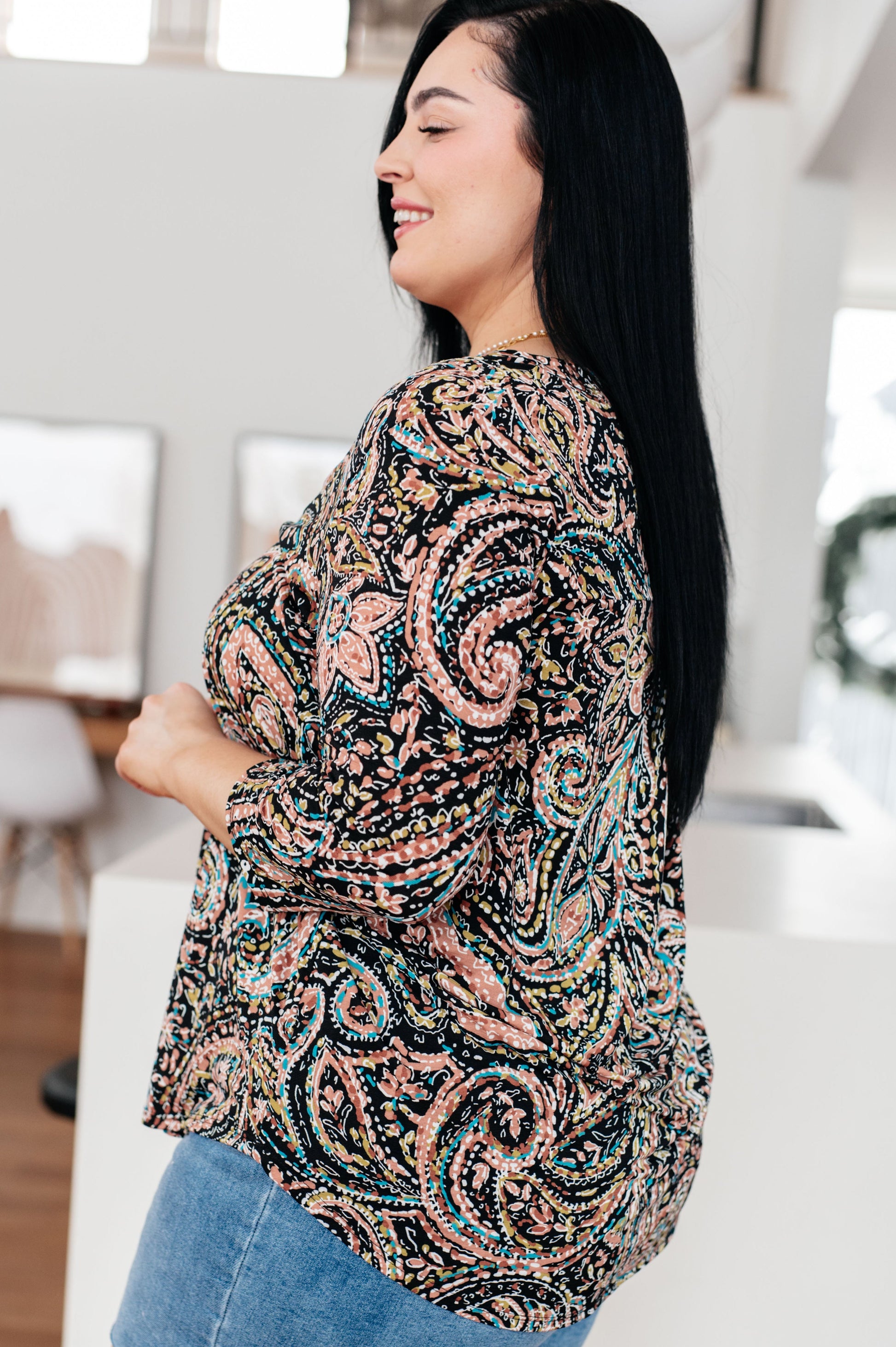 I Think Different Top Teal Paisley - Shannon’s Jewelry Bar