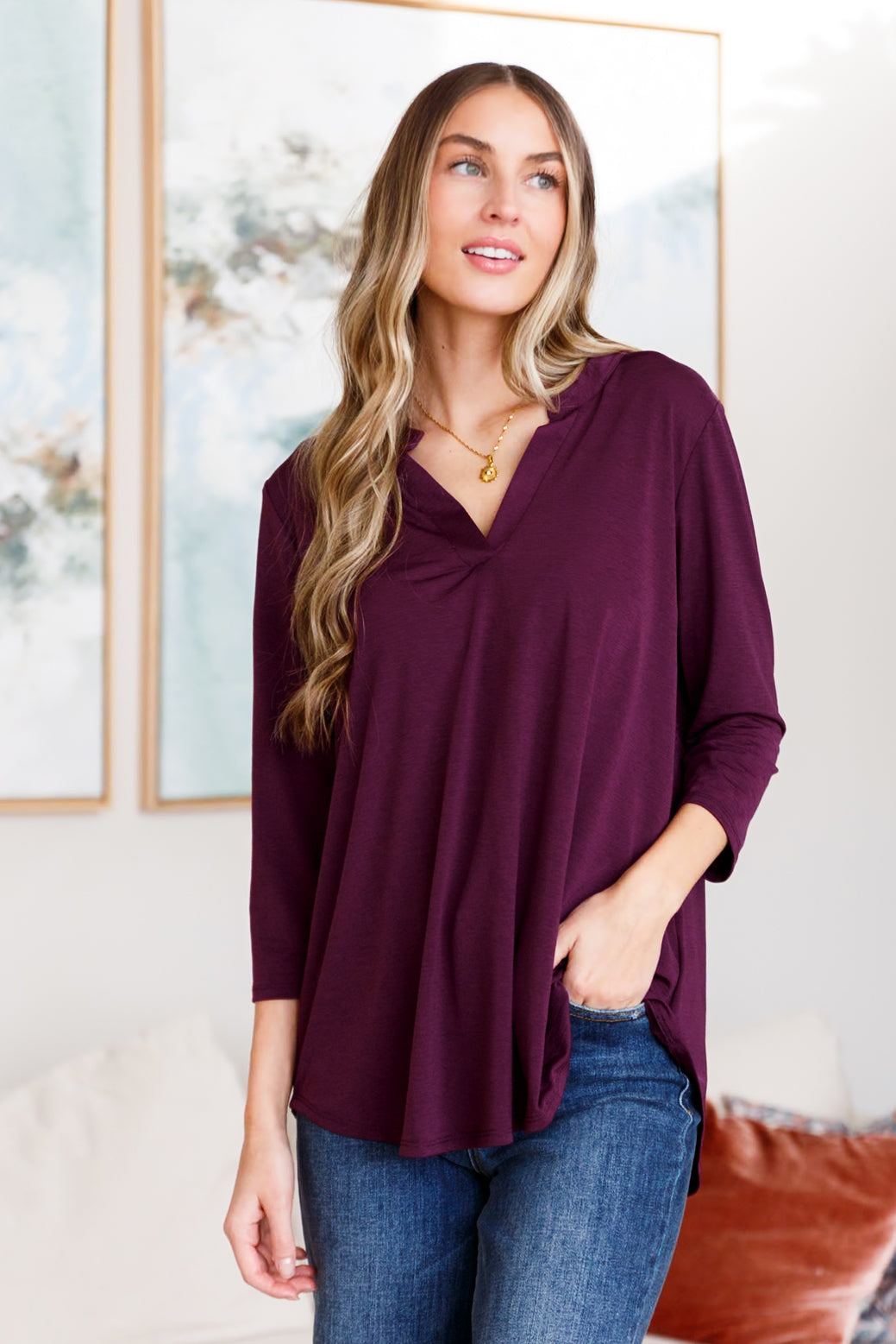 So Outstanding Top in Dark Magenta - Shannon’s Jewelry Bar