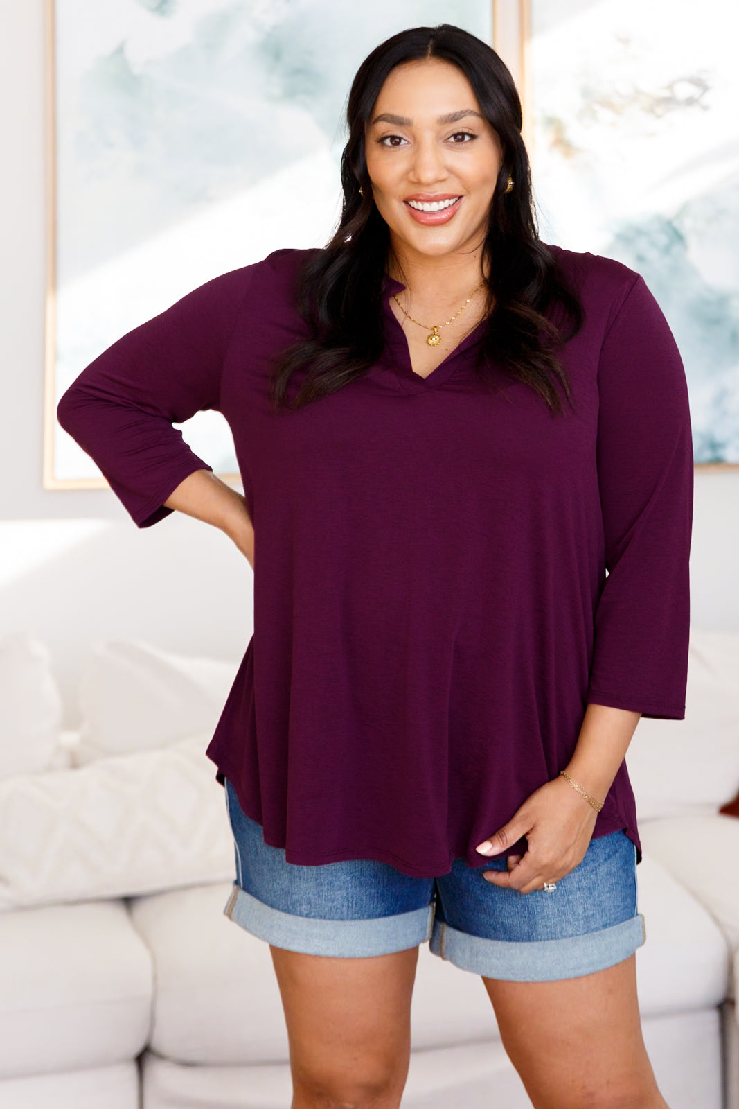 So Outstanding Top in Dark Magenta - Shannon’s Jewelry Bar